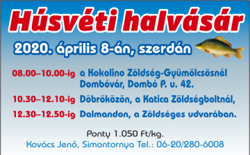 Élő hal vásárt tartanak április 8-án délelőtt Dombóváron, Döbröközön és Dalmandon
