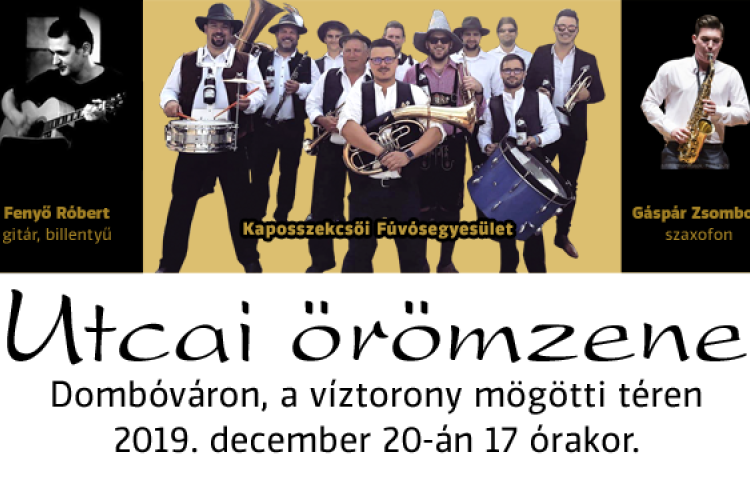 Utcai örömzene Dombóváron, a víztorony mögötti téren